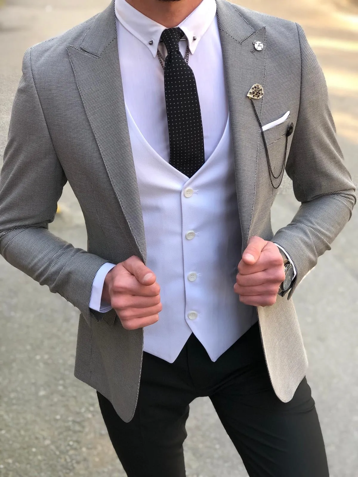 Slim-Fit  Suit Vest Gray