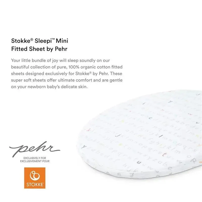 Stokke - Sleepi Mini Fitted Sheet by Pehr, Rainbow Alphabet Lines