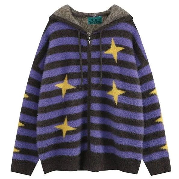 Striped Zip-Up Star Hoodie