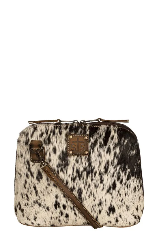 STS Ranchwear Chocolate & Cream Leather Cowhide Weezy Crossbody Bag