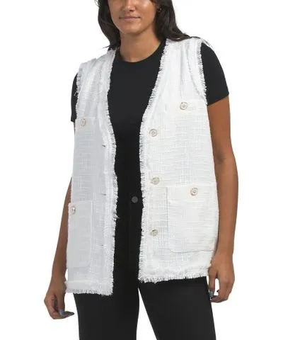 Tj Maxx Pocket Vest With Frayed Trim