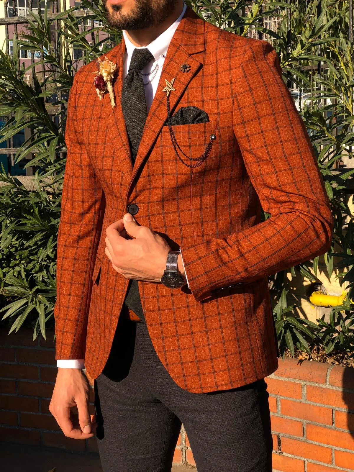 Tommy Slim-Fit Plaid Suit Vest Tile