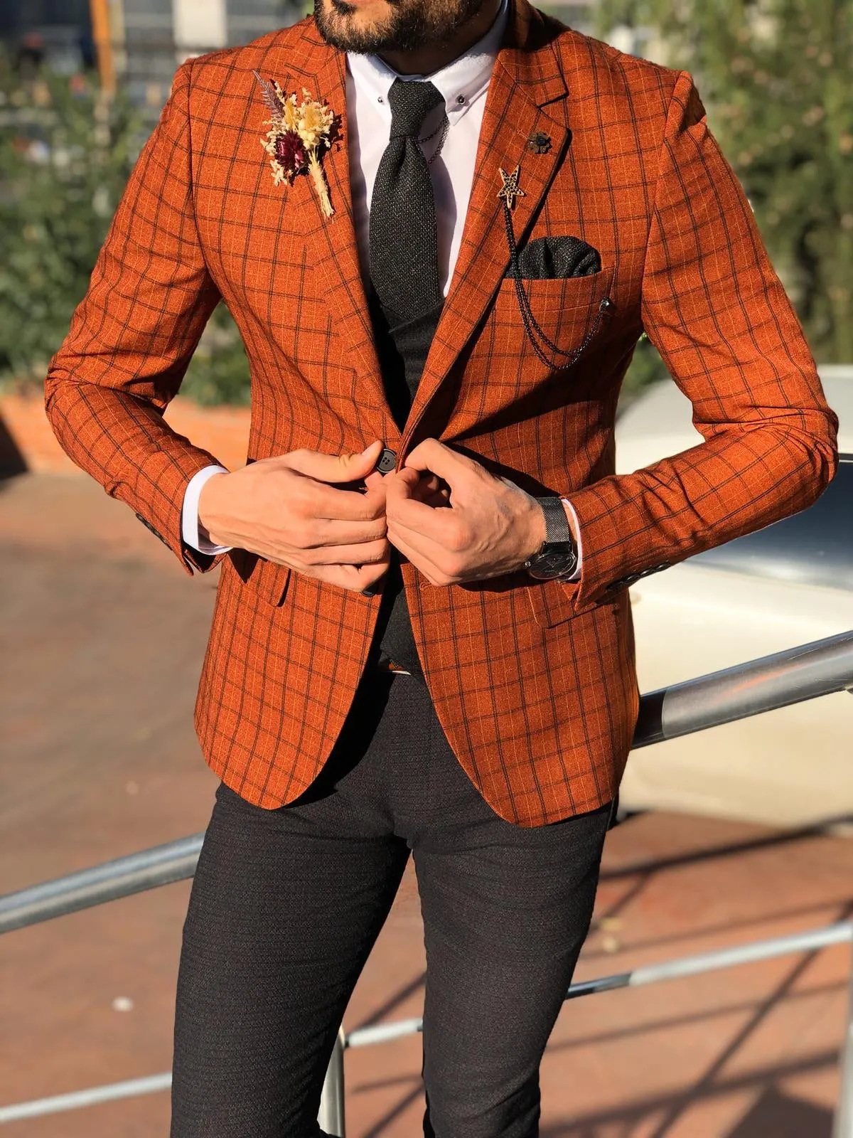 Tommy Slim-Fit Plaid Suit Vest Tile