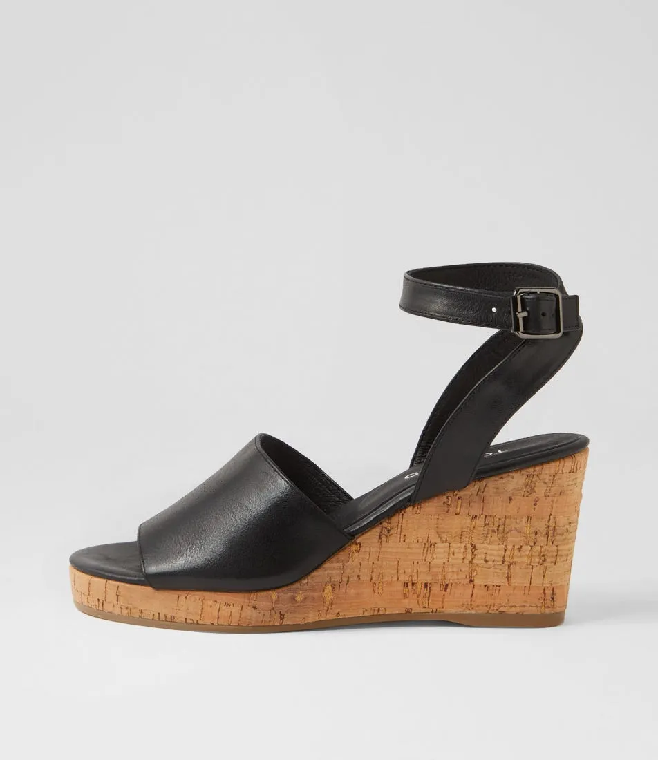 TOP END Welizas Black Leather Sandals