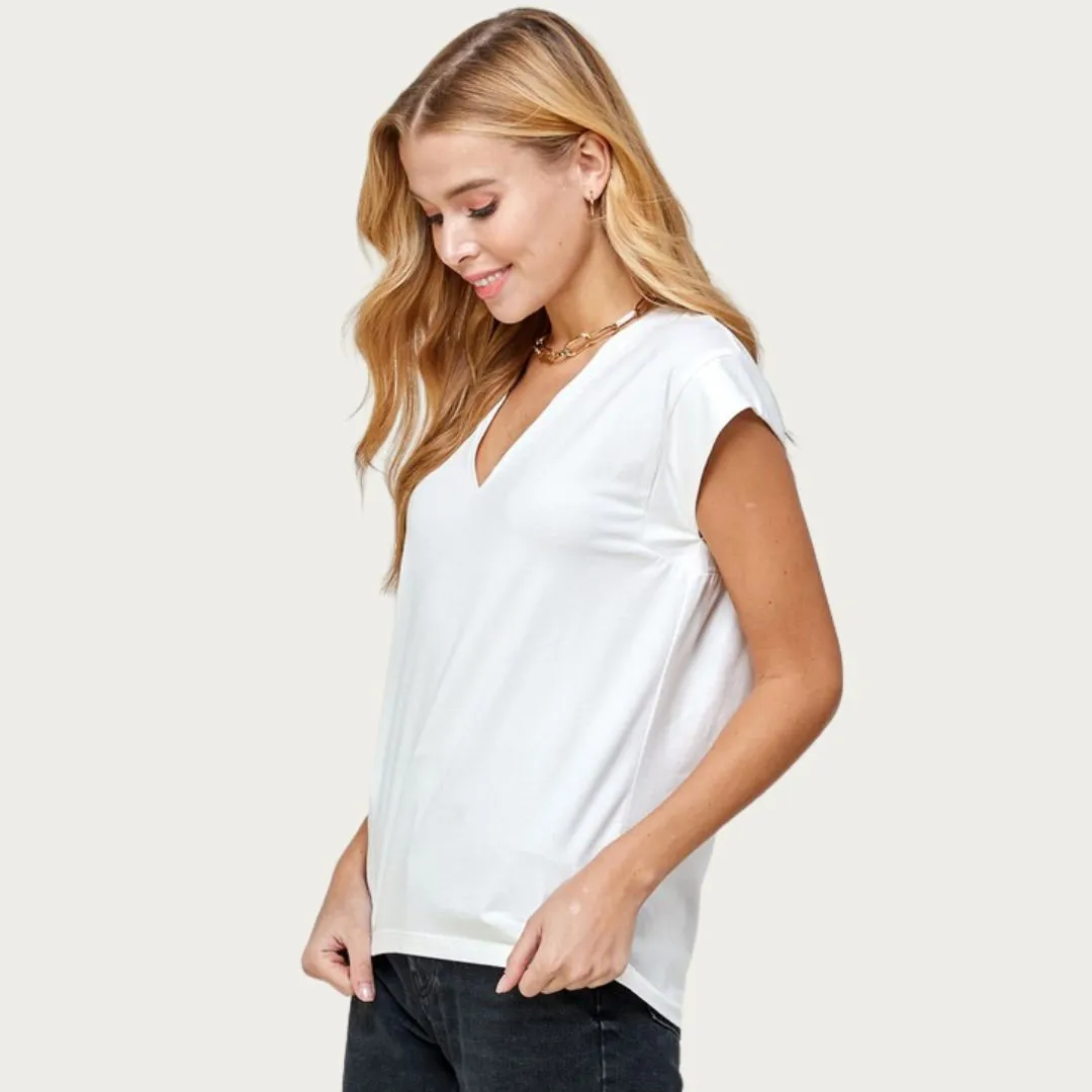 V-Neck Sleeveless Top (White)