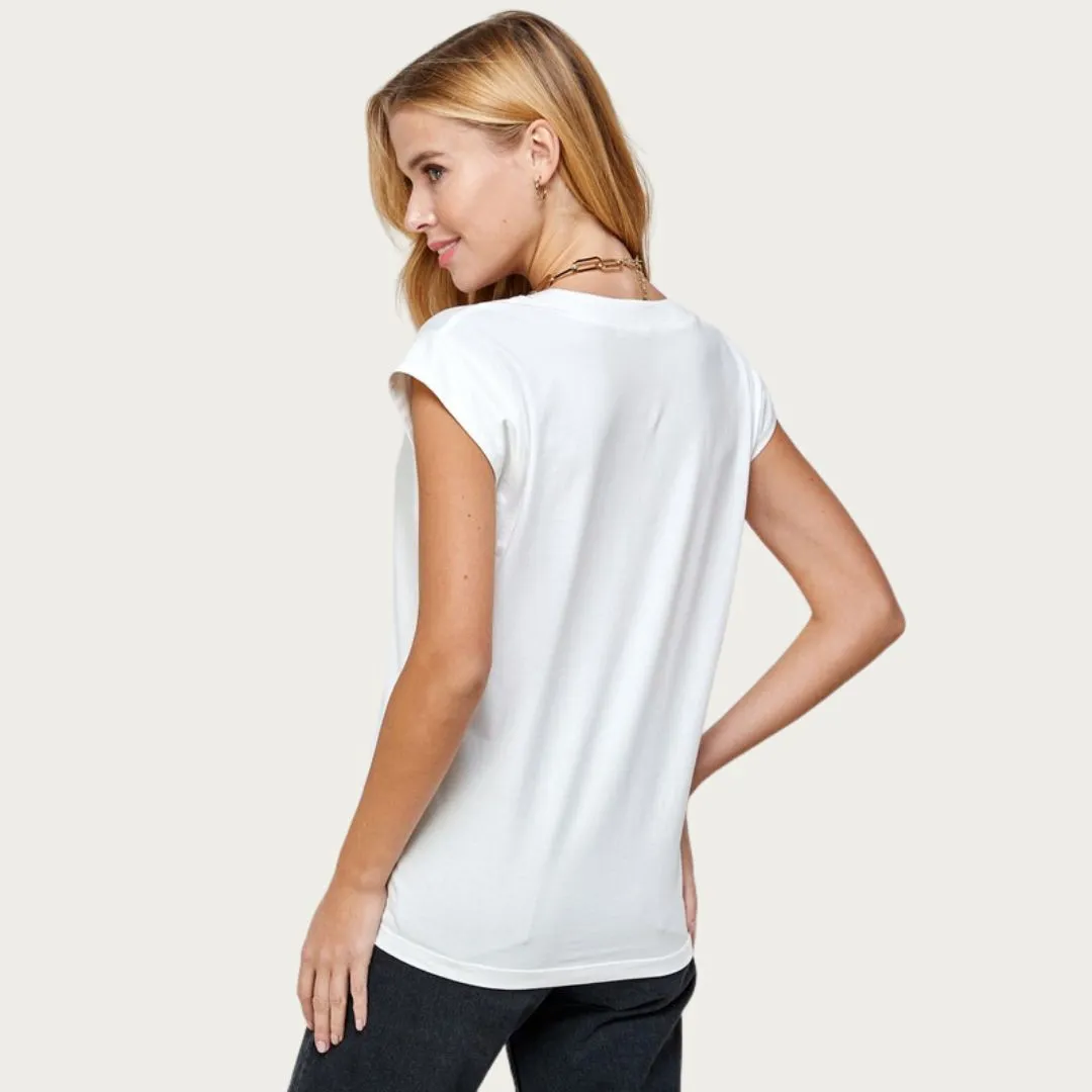 V-Neck Sleeveless Top (White)