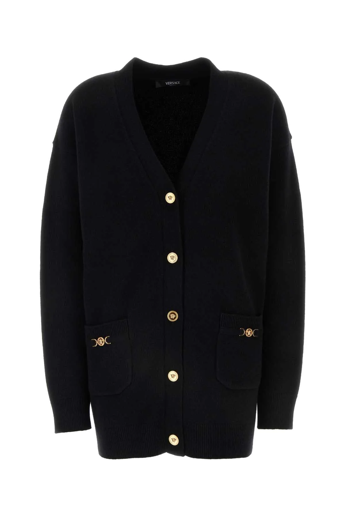 Versace Black Wool Blend Cardigan