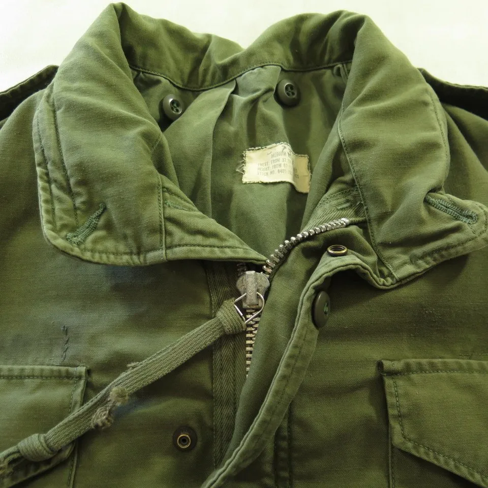 Vintage 60s M-65 Field Jacket M Military OG-107 Vietnam Cotton Sateen