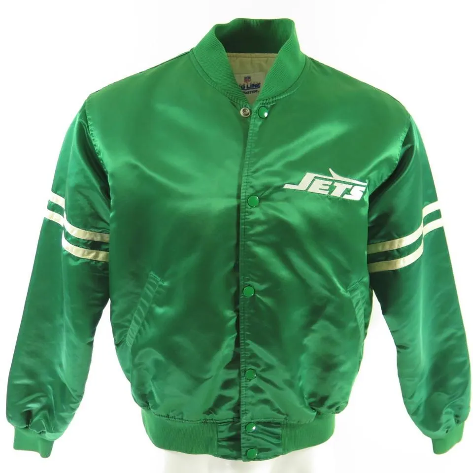 Vintage 80s NY Jets Starter Satin Jacket L NFL Football Green Proline New York