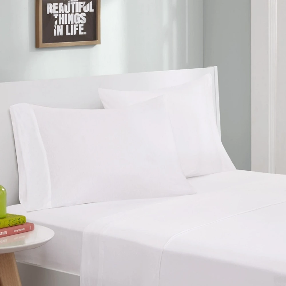 White Jersey Knit 4-pc. Queen Sheet Set