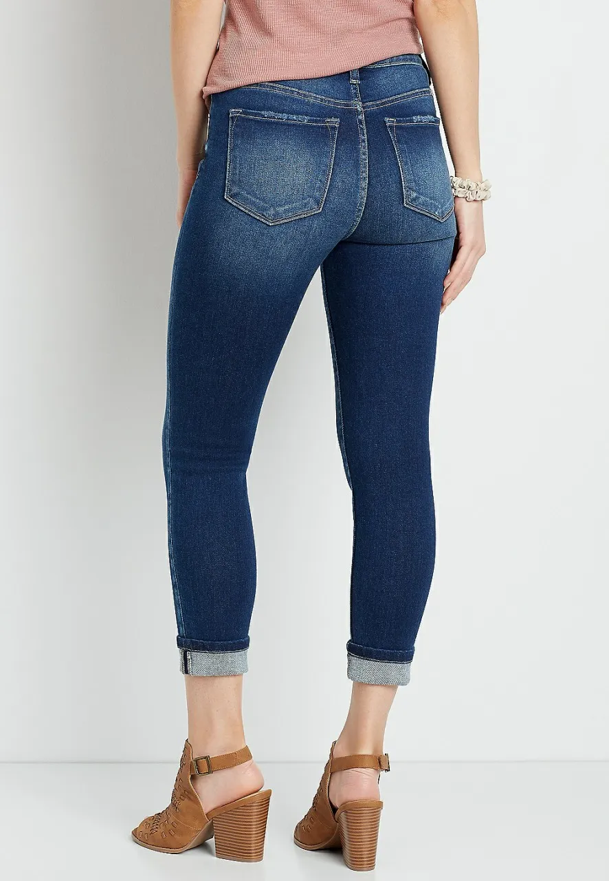 Women Maurices Jeans | Kancan High Rise Dark Button Fly Cropped Jean