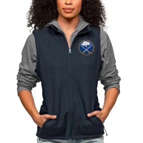 Women's Buffalo Sabres Antigua Heather Navy Primary Logo Course Full-Zip Vest