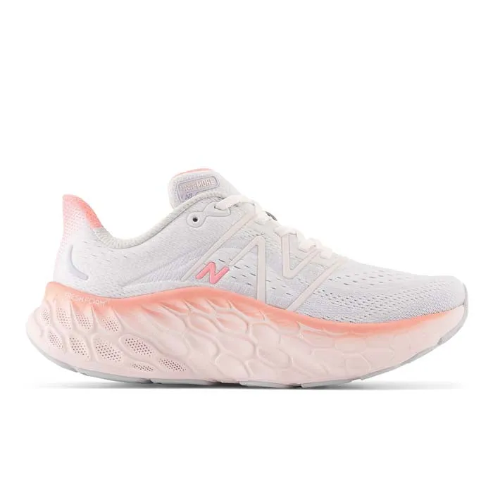 Womens New Balance Fresh Foam More V4 in Quartz Grey/Washed Pink/Grapefruit