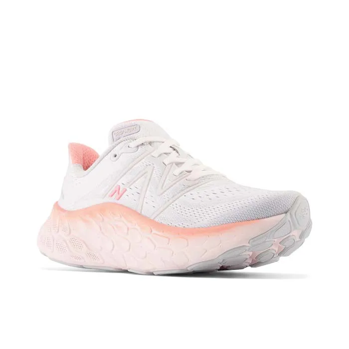 Womens New Balance Fresh Foam More V4 in Quartz Grey/Washed Pink/Grapefruit