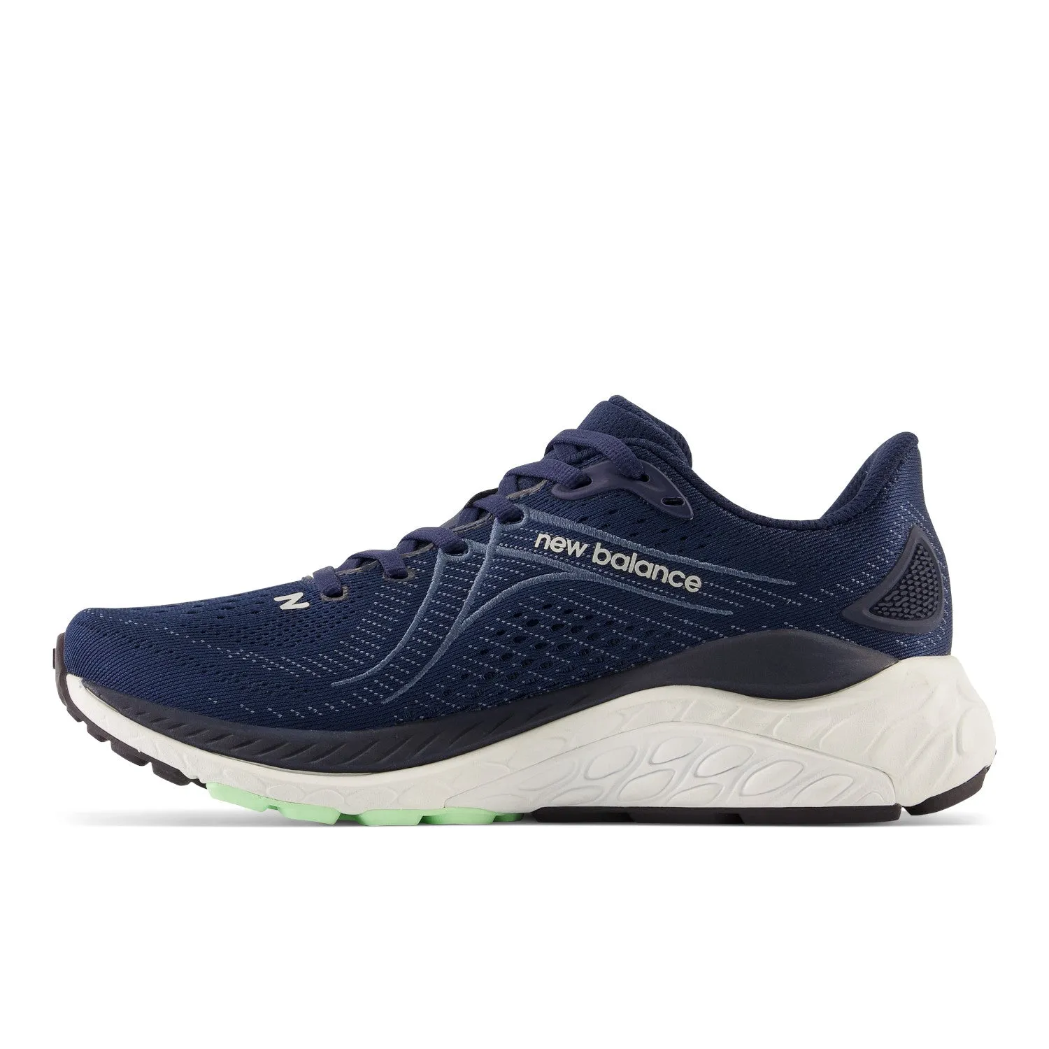 Women's New Balance Fresh Foam X 860v13 Color: Nb Navy with Bleach Blue and Green Aura