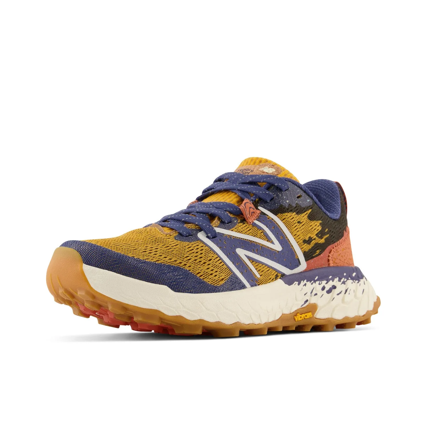 Women's New Balance Fresh Foam X Hierro v7 Color: Golden Hour with Moon Shadow & Red Clay