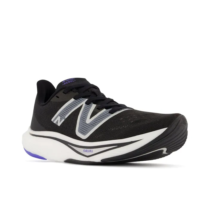 Womens New Balance FuelCell Rebel v3 in Black/Aura/Vibrant Spring Glo