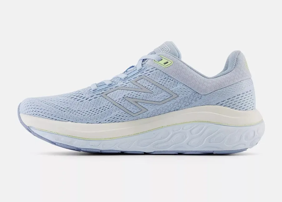 Women's New Balance W860D14 Color:  Light chrome blue with limelight and bleached lime glow