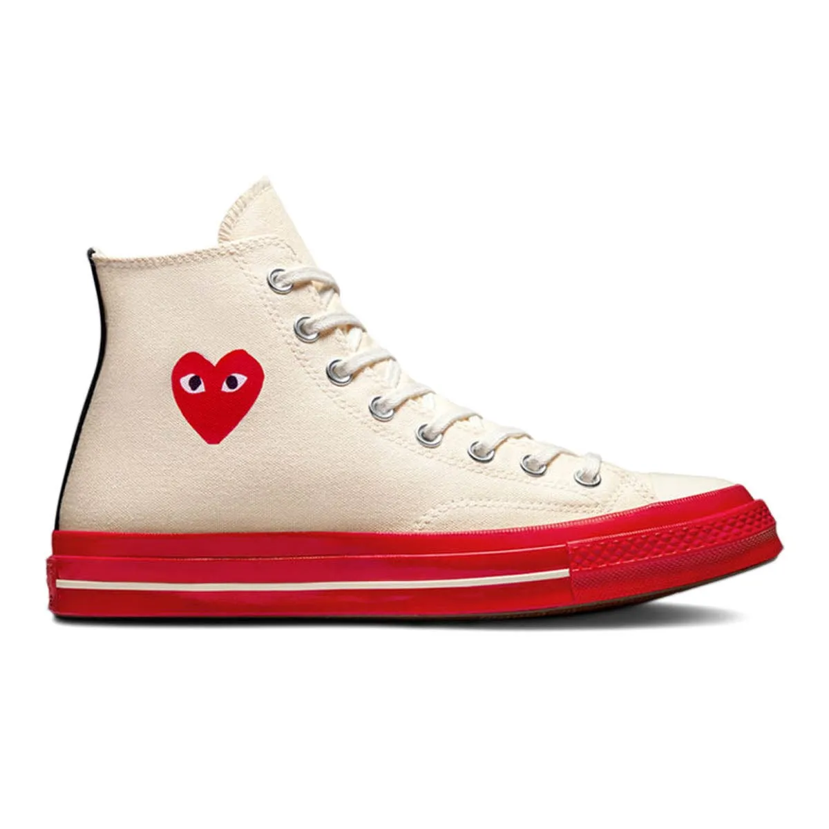 X CDG PLAY CHUCK TAYLOR HI OFF WHITE /RED | Bodega