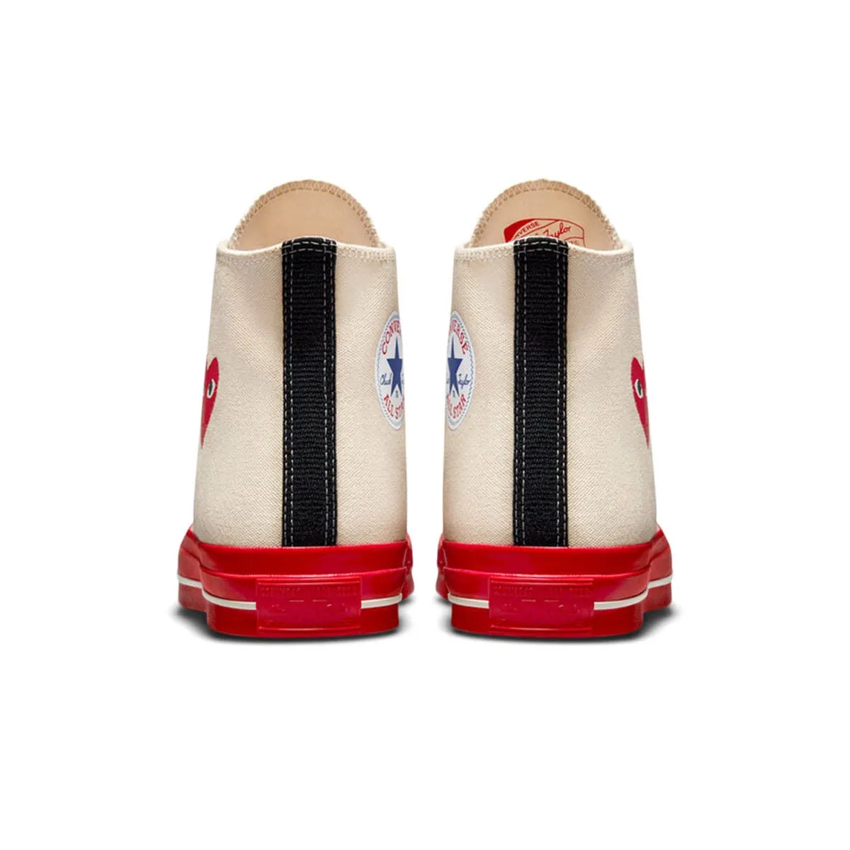 X CDG PLAY CHUCK TAYLOR HI OFF WHITE /RED | Bodega