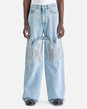 Y/Project Evergreen Maxi Cowboy Cuff Jeans in Evergreen Ice Blue