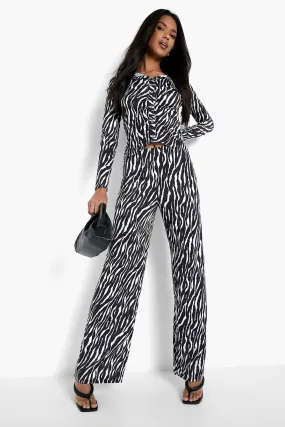 Zebra Print Shirt & Wide Leg Pants